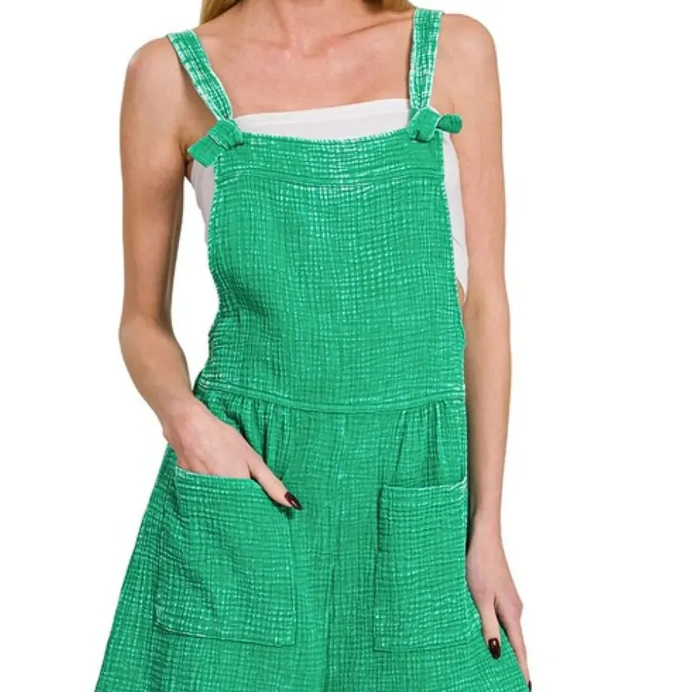 Washed Woven Double Gauze Acid Washed Romper