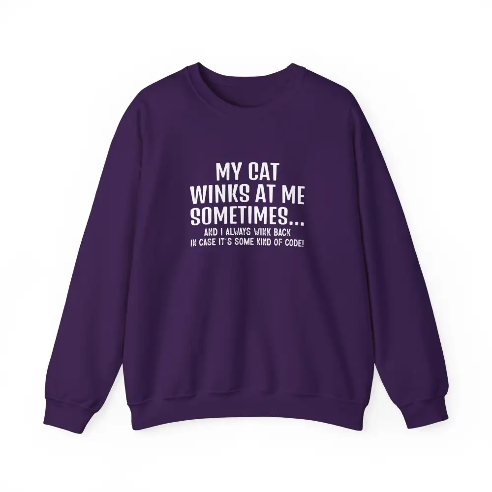 Winking Cat Graphic Crewneck Sweatshirt