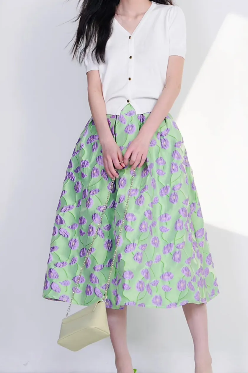 Simple Resort Everyday Casual Embroidered Skirt