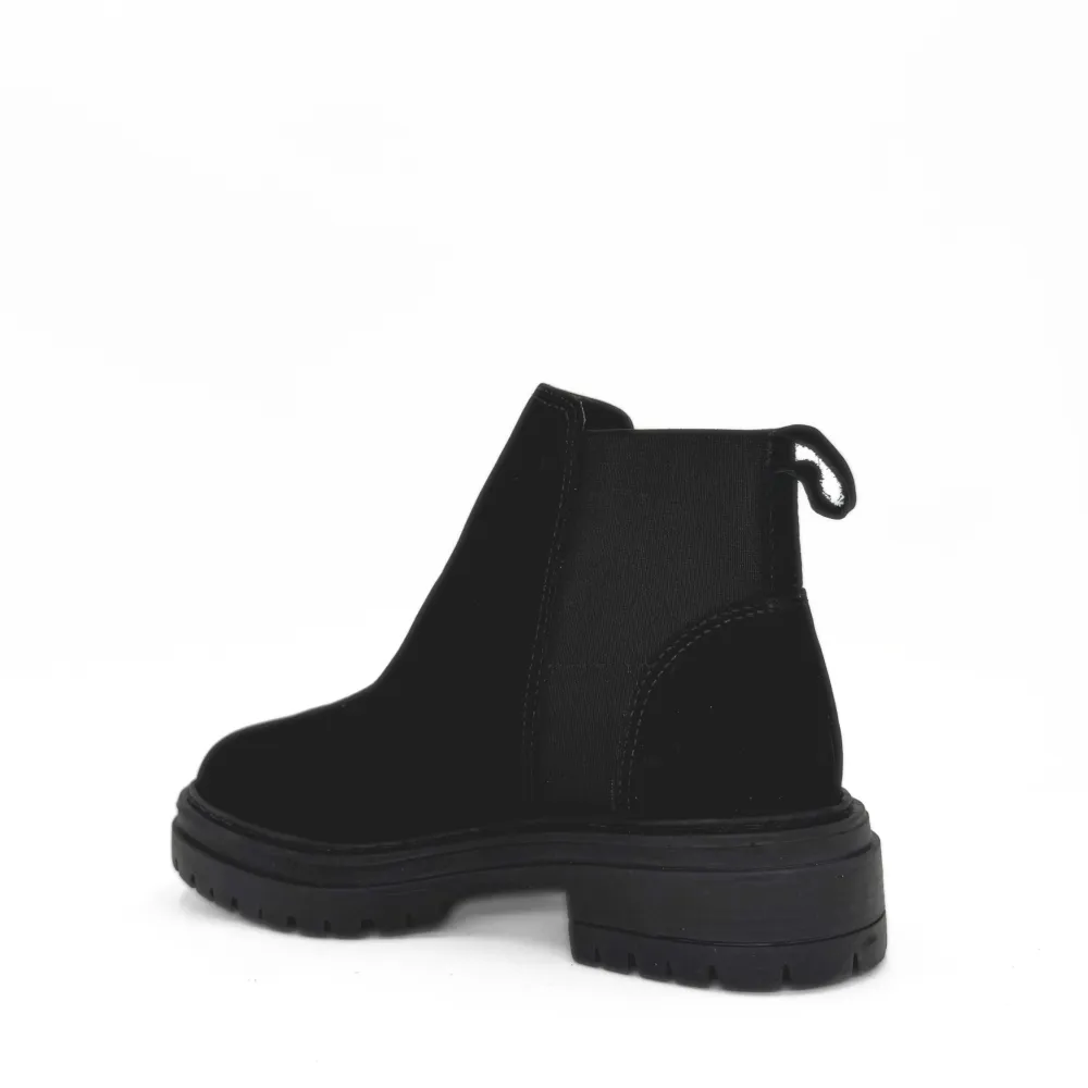 Nubuck Slip On Lug Sole Ankle Boots