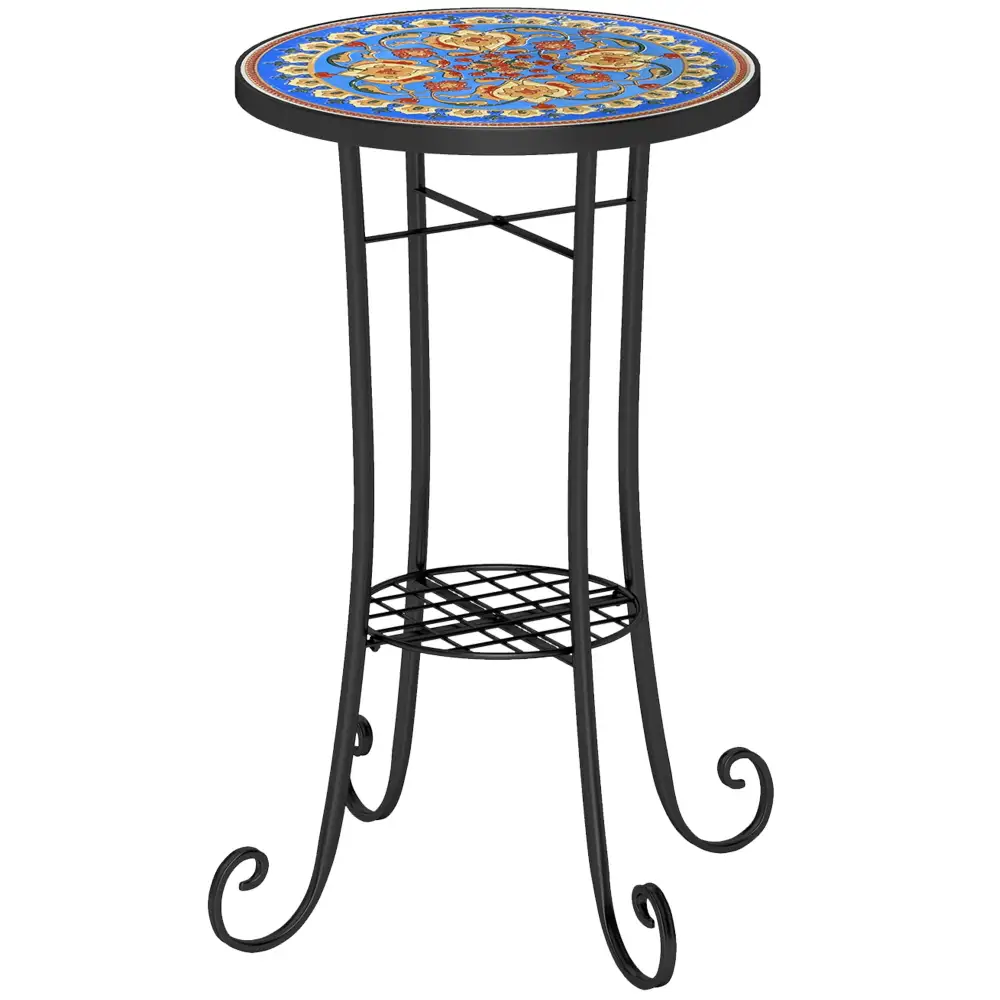 Round Ceramic Shelved Garden Dining Table