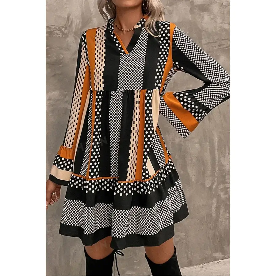 Soft Everyday Notched Long Sleeve Mini Dress