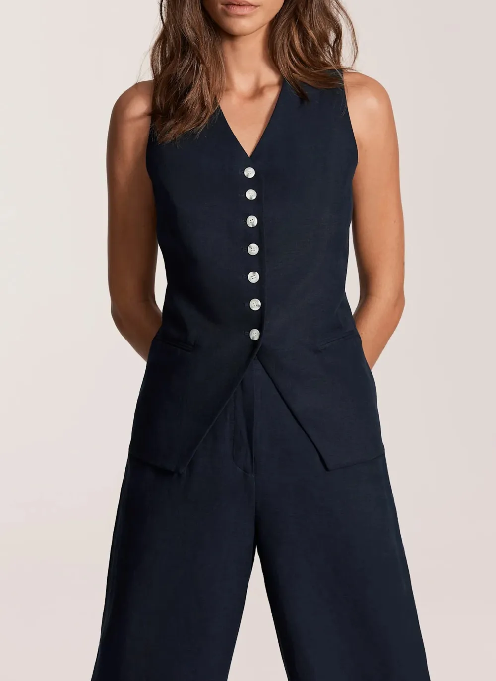 Casual Style Linen Blend Waistcoat