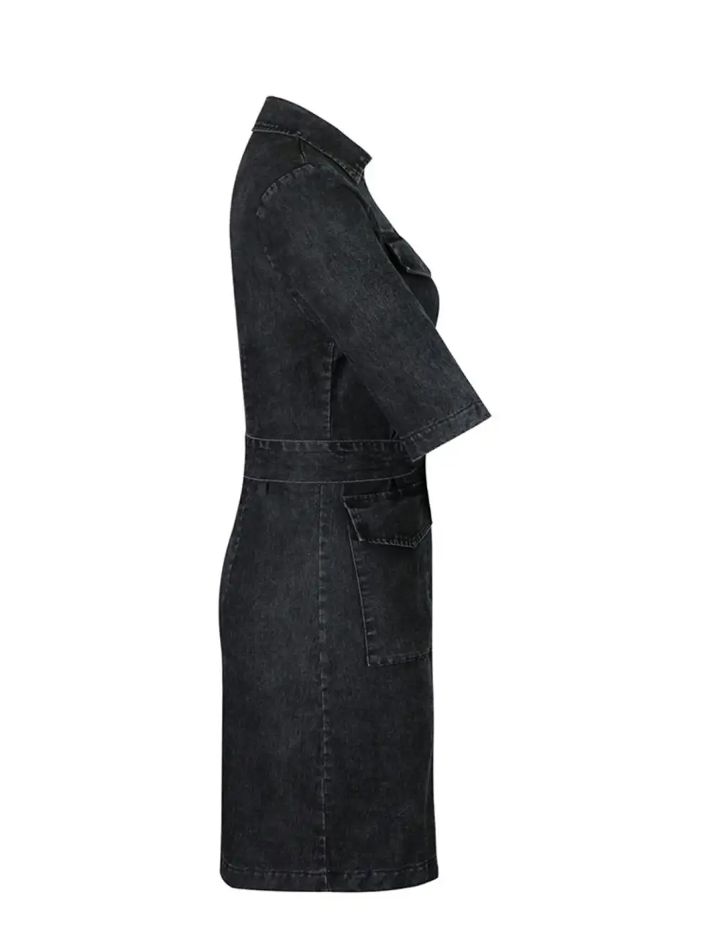 Short-Sleeve Denim Casual Dress