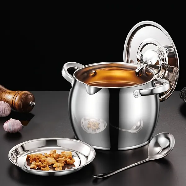Thickened Stainless Steel Lard Pot Set, Multi-Functional Cookware for Rendering and Storing Fats