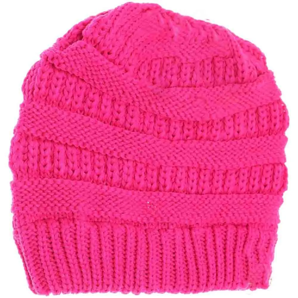 Criss Cross Ponytail Knit Beanie