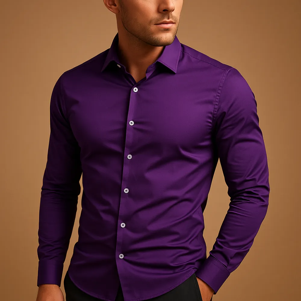 Men's Fit Shirt With Lapel Collar-shirts