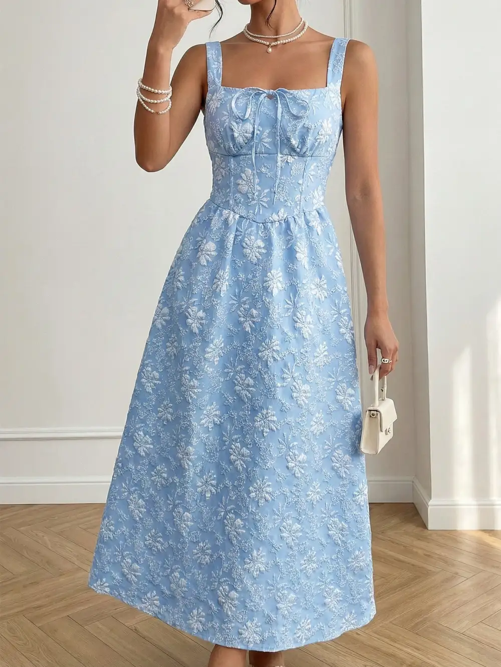 A-Line Floral Midi Dress