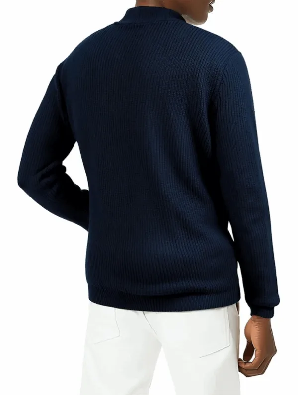 Navy Blue Zip Front Sweater
