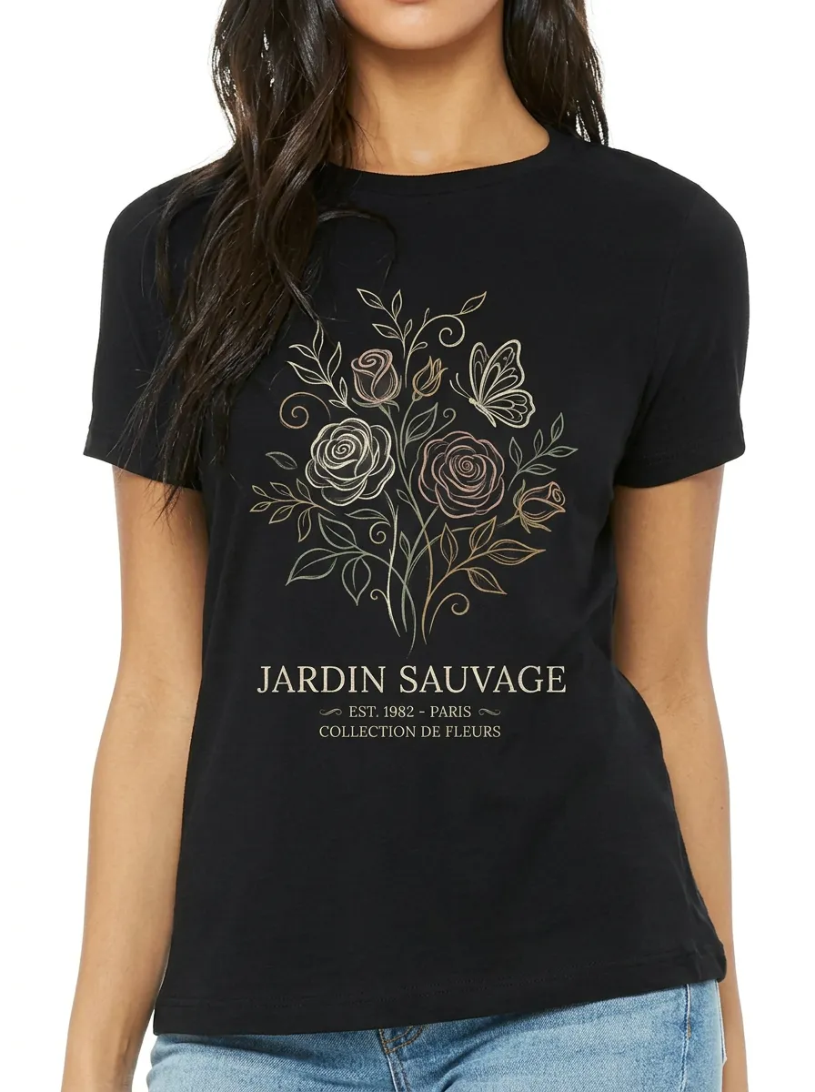 Women's Jardin Sauvage Floral Butterfly Printed T-shirt