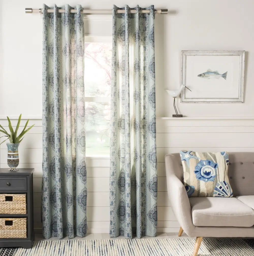 Linen Medallion Grommet Boho Curtain Panel