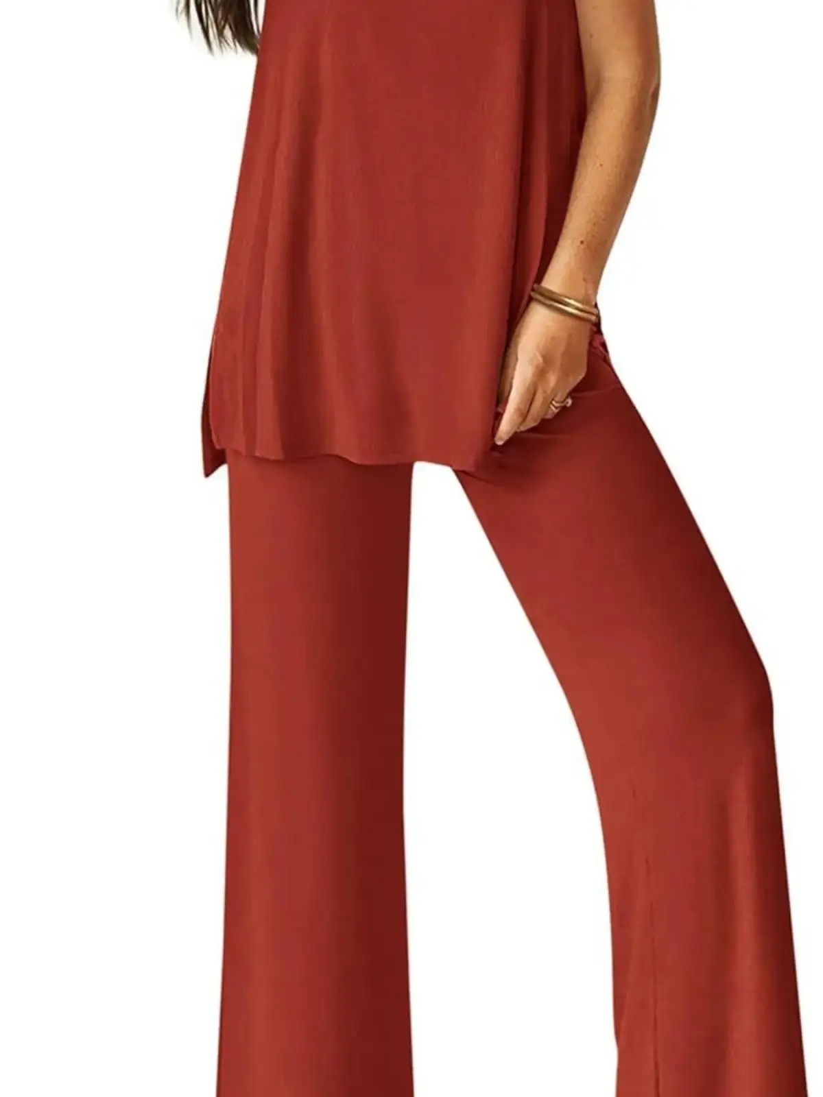 Relaxed Round-Neck Pants Matching Set