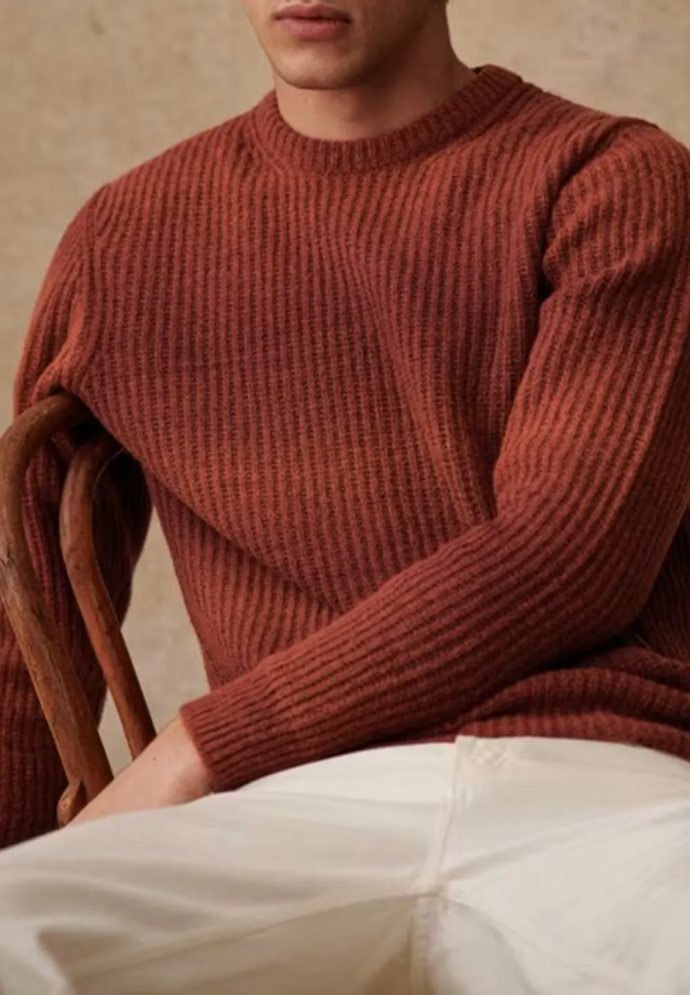 Blue Ombre Ribbed Knit Crew Neck Sweater