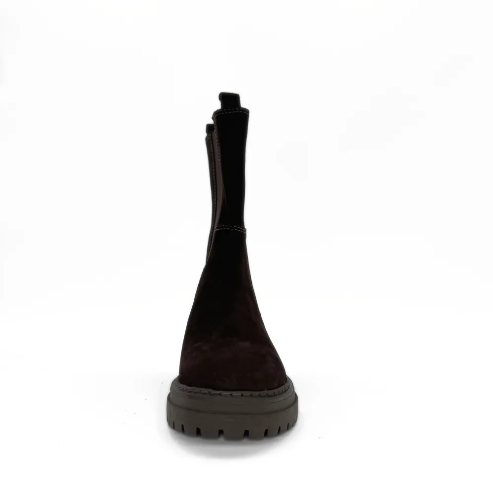 Nubuck Stretch Lug Sole Ankle Boots