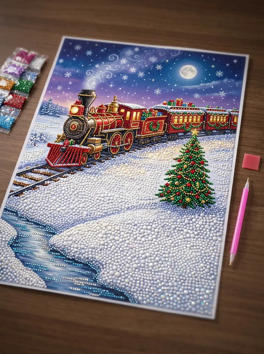 Snowy Landscape Christmas DIY Diamond Painting Kit