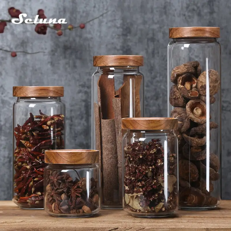 Wooden Glass Spice Home Storage Rack