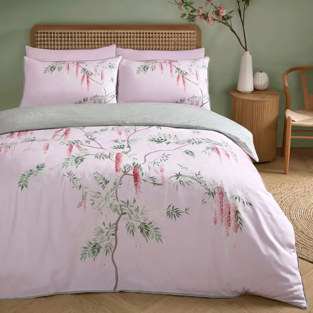 Reversible Botanical Floral Cotton Sateen Duvet Cover Set