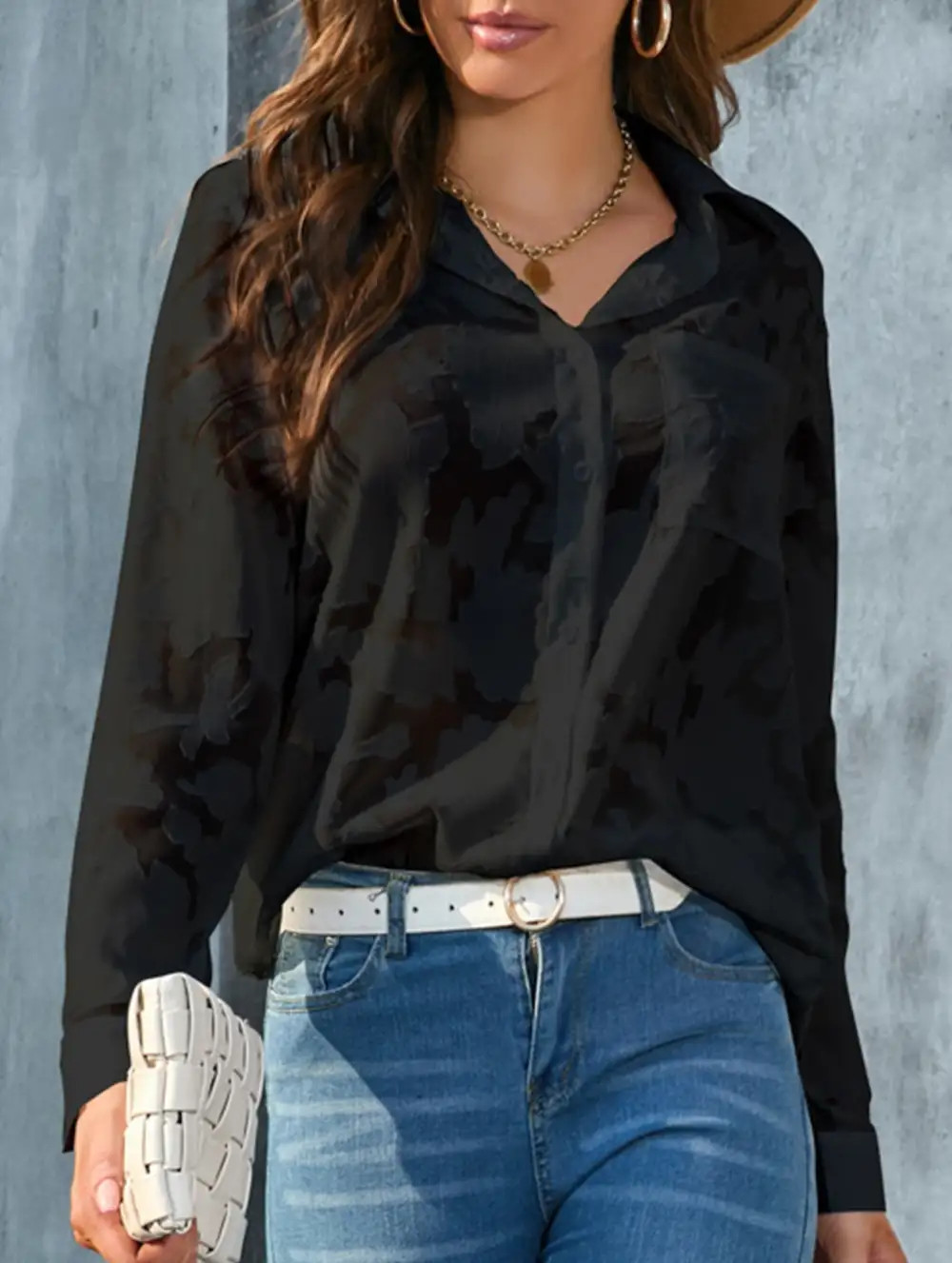 Loose Draped Chiffon Blouse