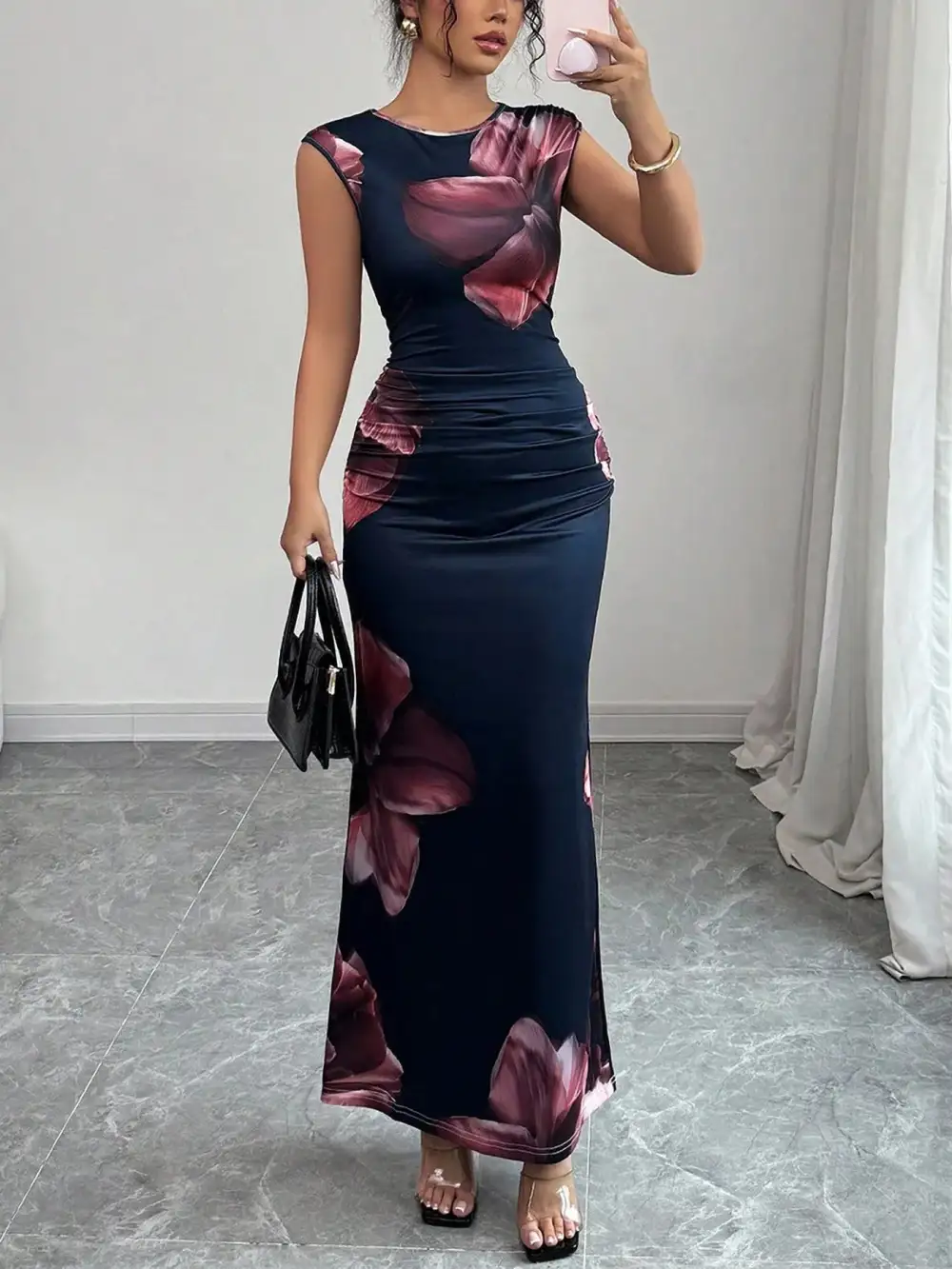 Bodycon Sleeveless Floral Maxi Dress