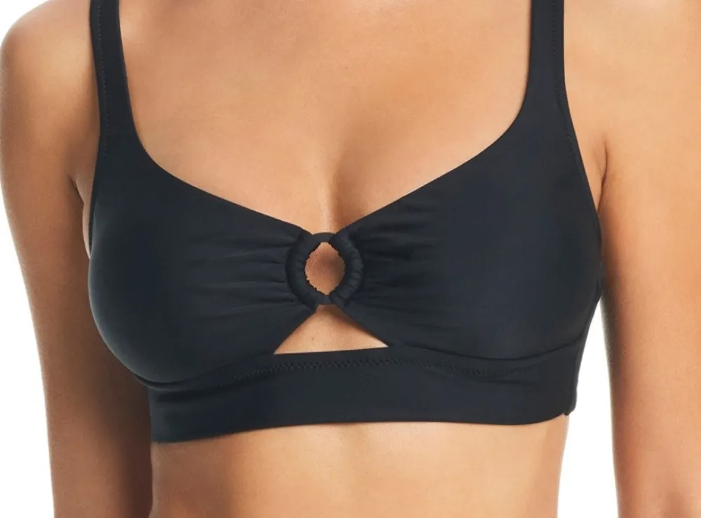 Keyhole Nylon Scoop Neck Bikini Top