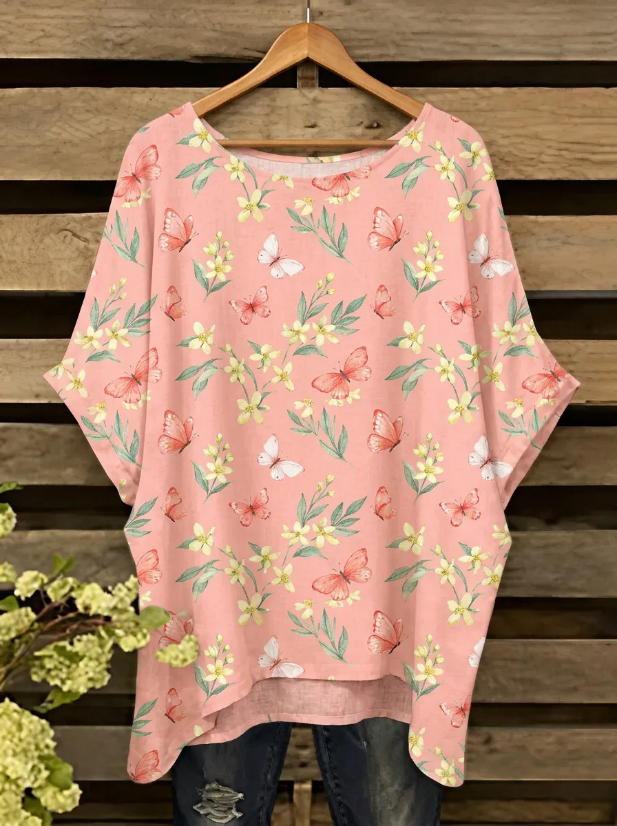 Butterfly Women's Loose Printed T-Shirt