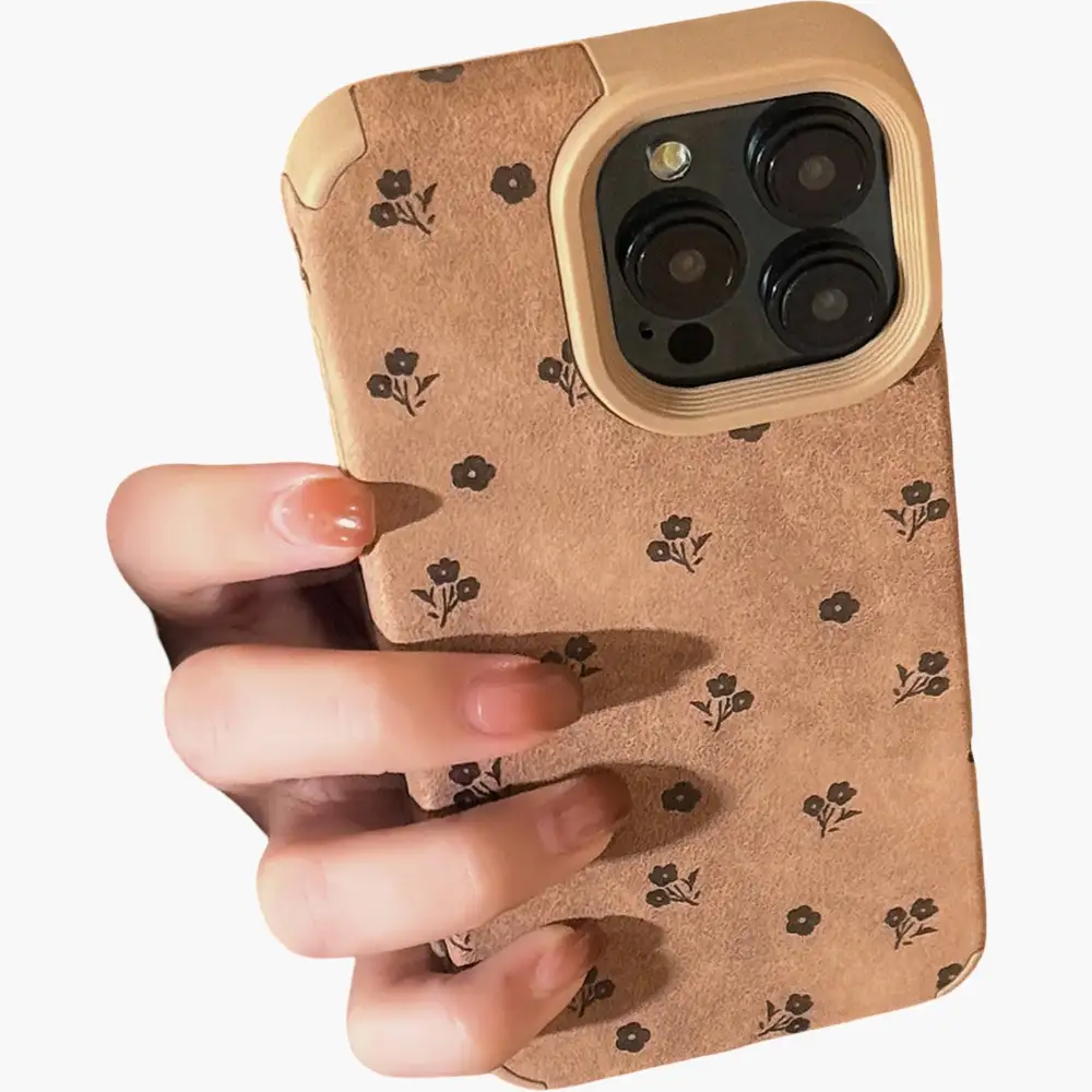 Floral Textured Leather Look Textured Phone Case