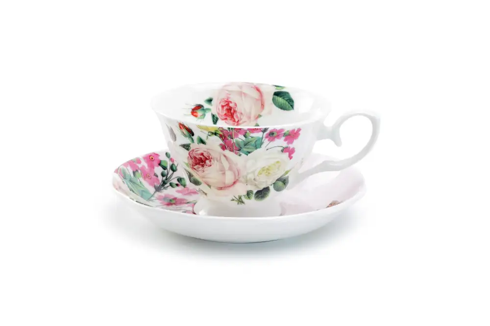 Rose Garden Bone China Tea Cup And Saucer