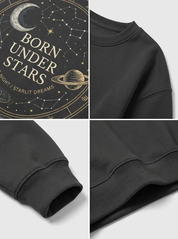 Women's Astrology Lover Born Under Stars Constellation Printed T-shirt