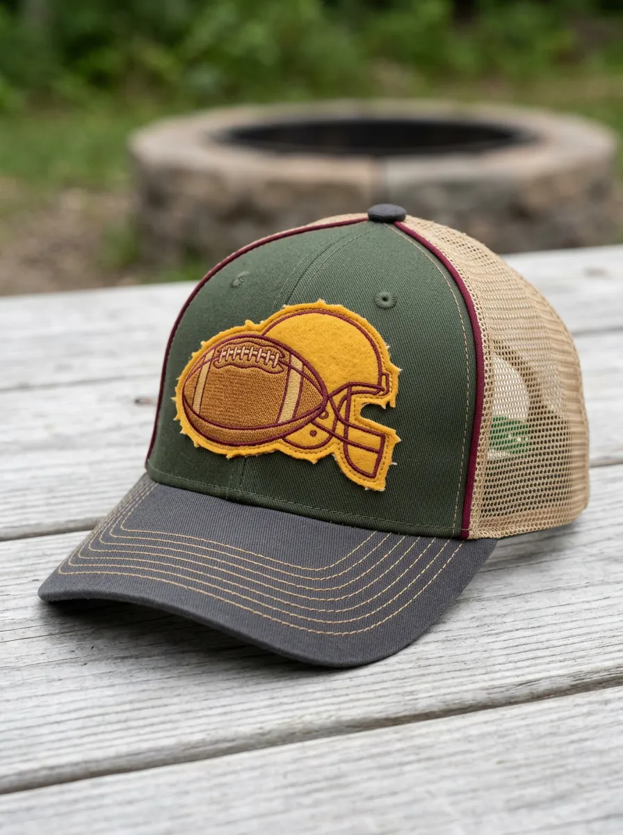 Unisex Football Lover Helmet Ball Embroidered Mesh Trucker Hat