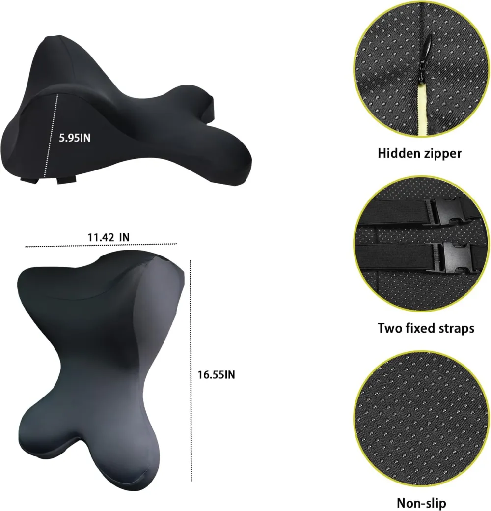 Car Neck Pillow for Driving Car Headrest Pillow Soft Memory Foam Neck Pillow for Car with Adjustable Strap and Removable Cover, Ergonomic Design for Car, Office Chair, Gaming Chair
