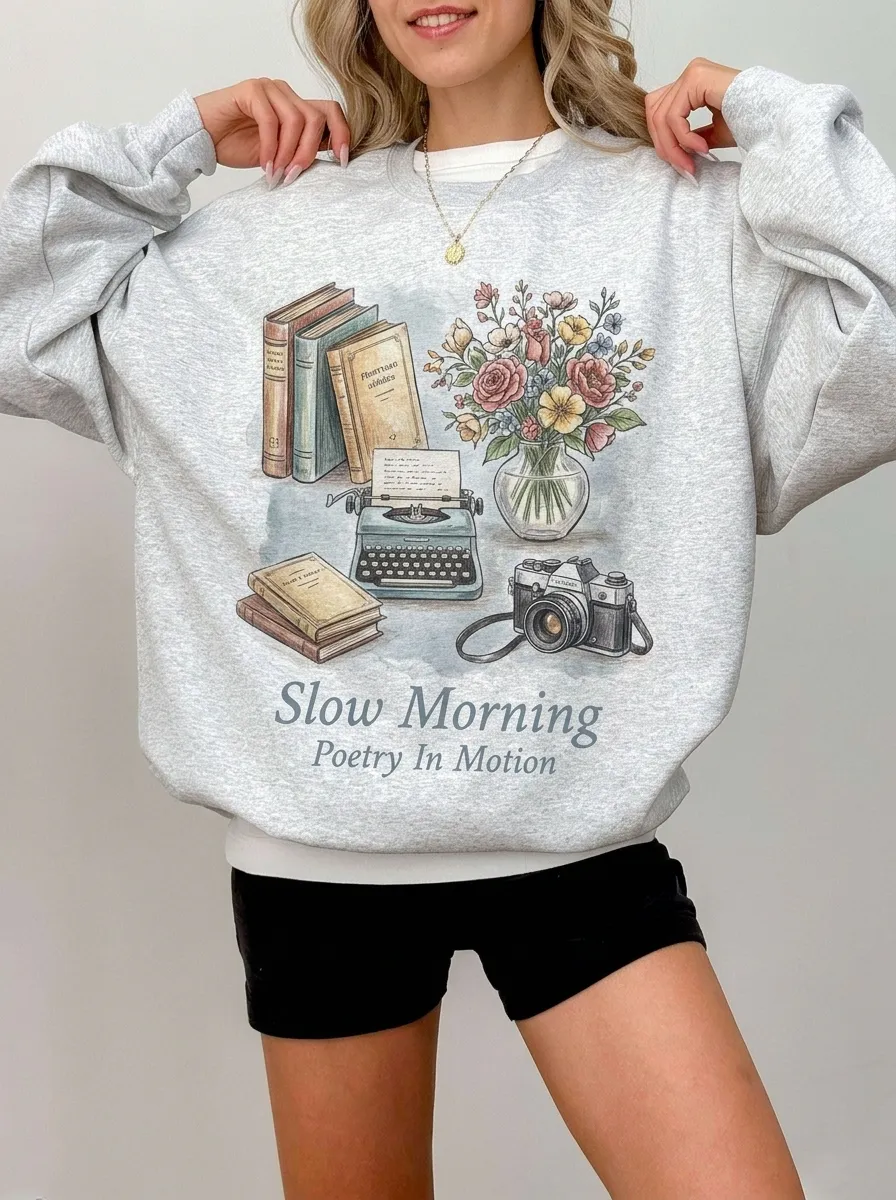 Women's Book Lover Vintage Aesthetic Printed Sweatshirt
