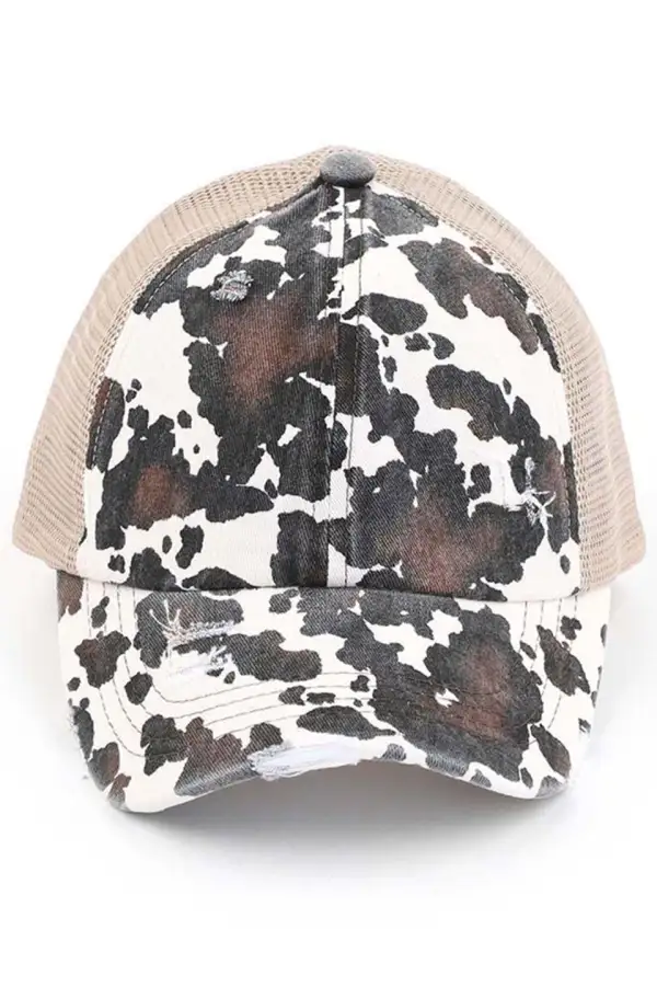 Cow Print Criss Cross Ponycap