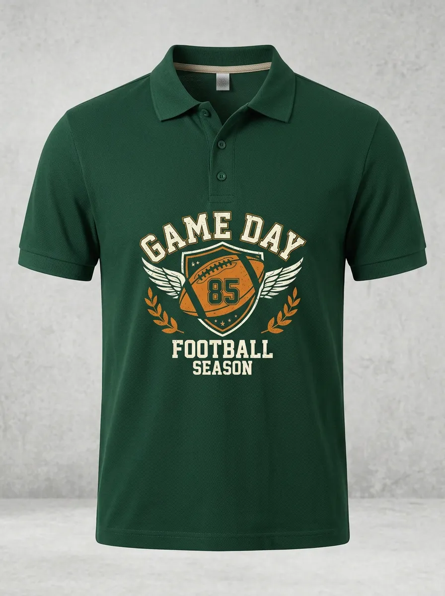 Men's Game Day Football Winged Shield Printed Polo Shirt