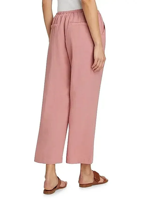 Linen Blend Wide Leg Cropped Pants