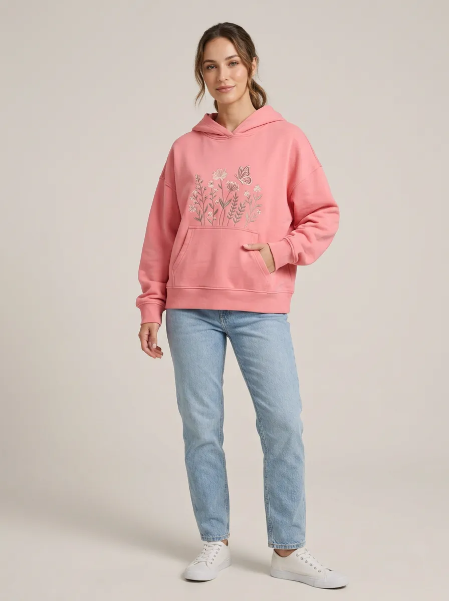 Women's Floral Butterfly Nature Lover Printed Hoodie