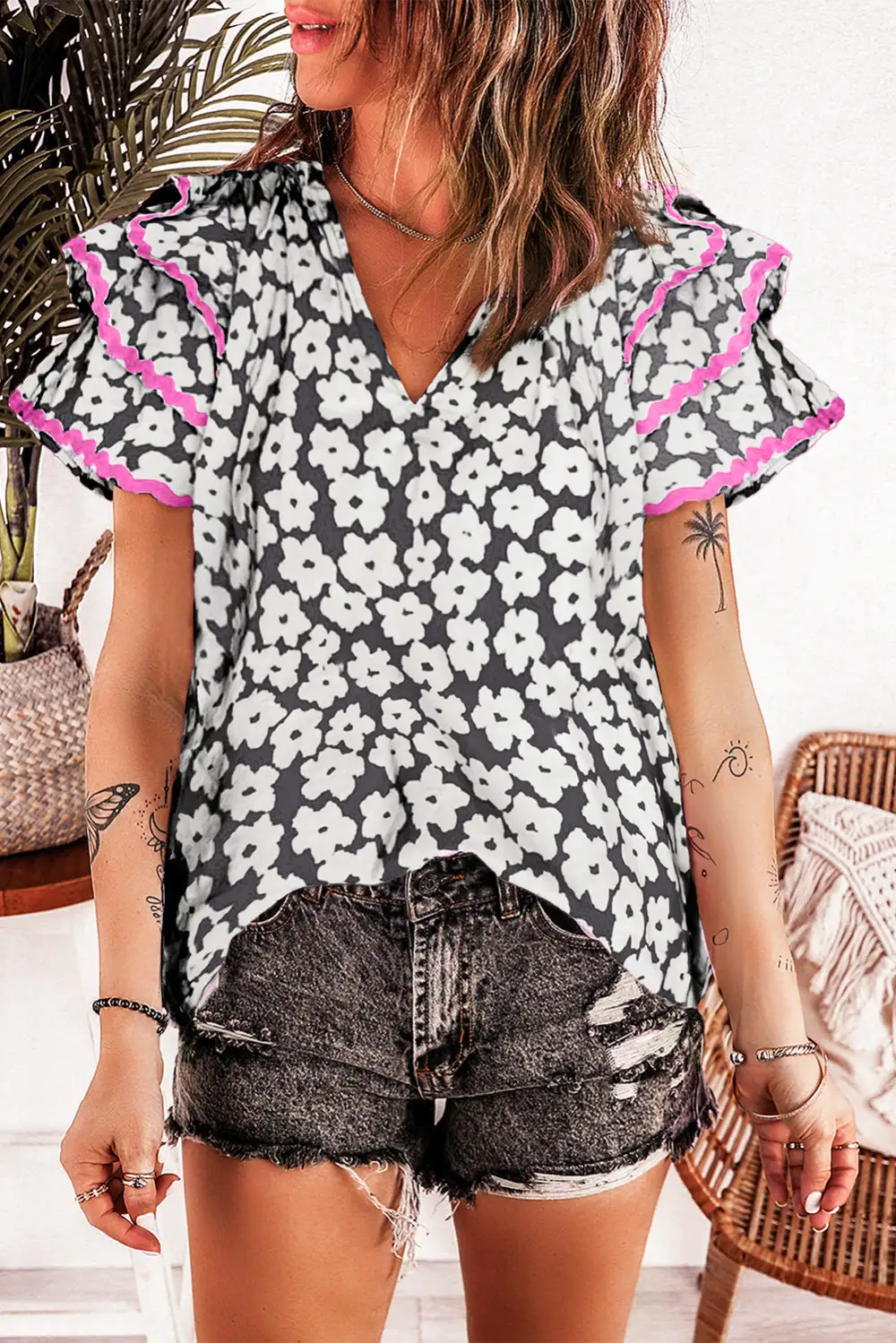 Floral Ruffled Blouse