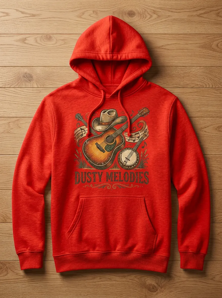 Banjo Guitar Cowboy Country Music Graphic Hoodie