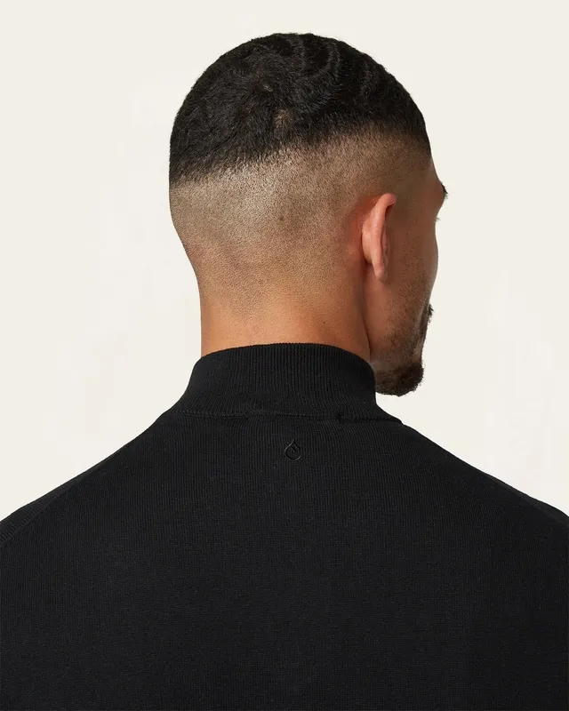 Soft Wool-Blend Half Zip Black