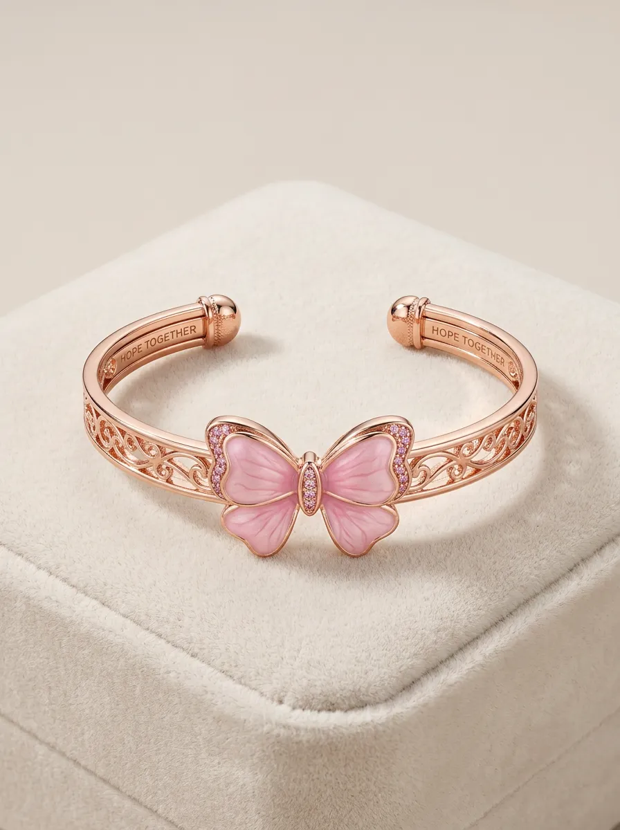 Enamel Cuff Butterfly Ribbon Bow Bracelet
