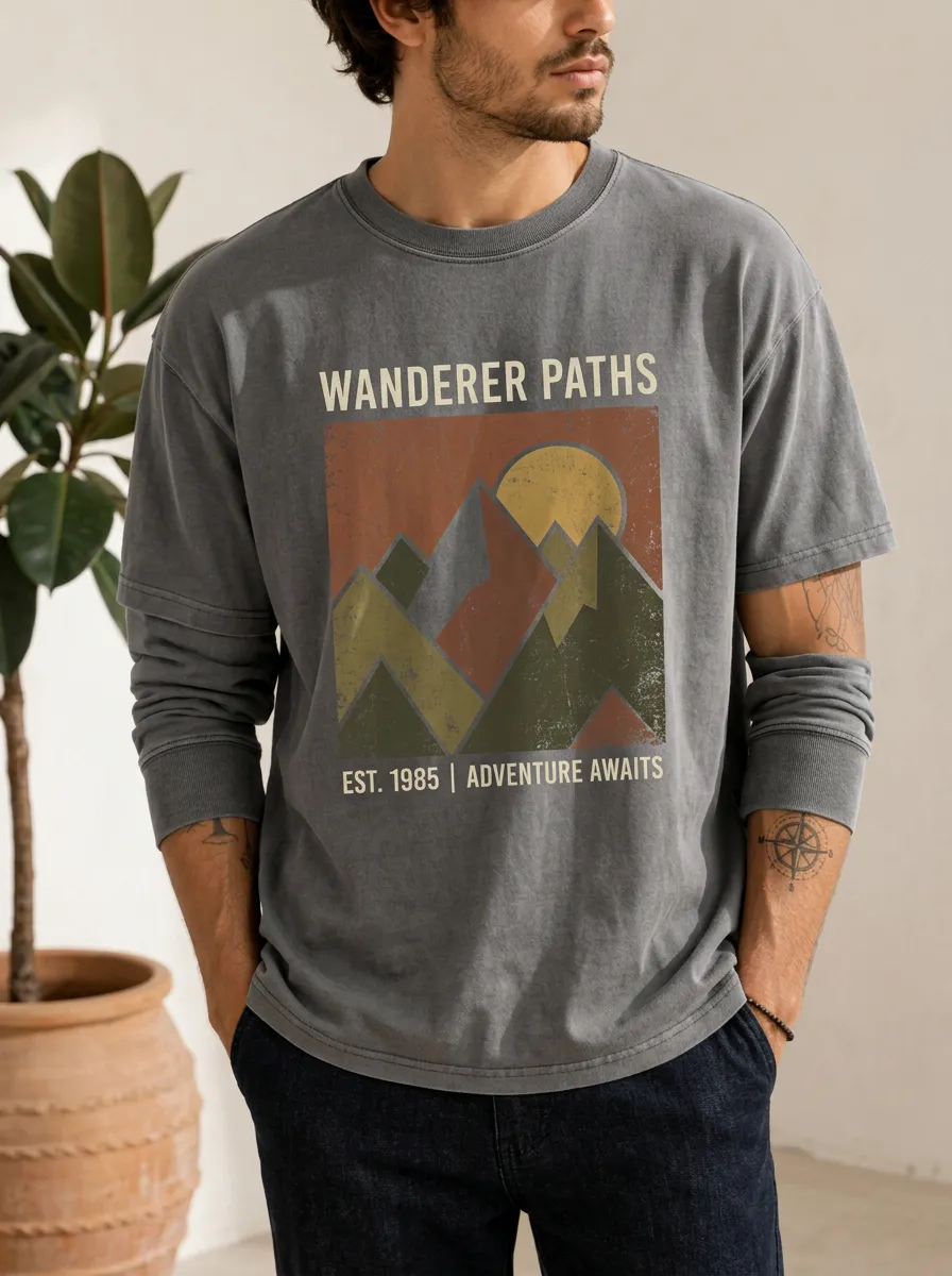 Men's Wandering Mountain Path Graphic T-Shirt