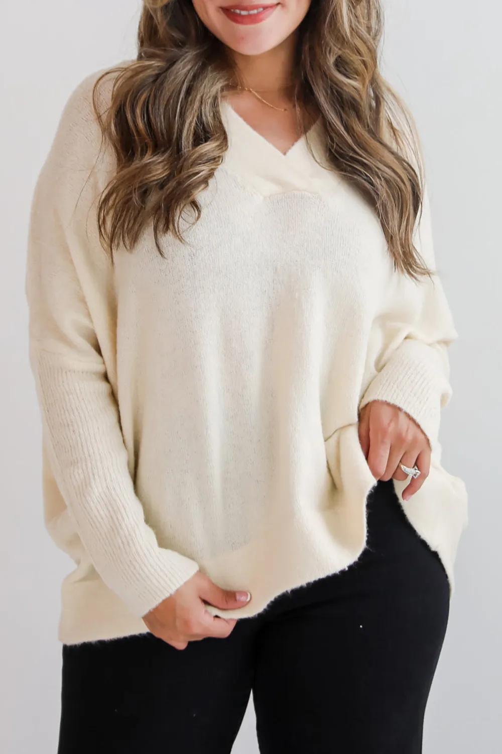 Long Dolman Sleeves Ivory Sweater