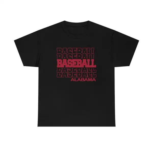 Baseball Alabama in Modern Stacked Lettering T-Shirt