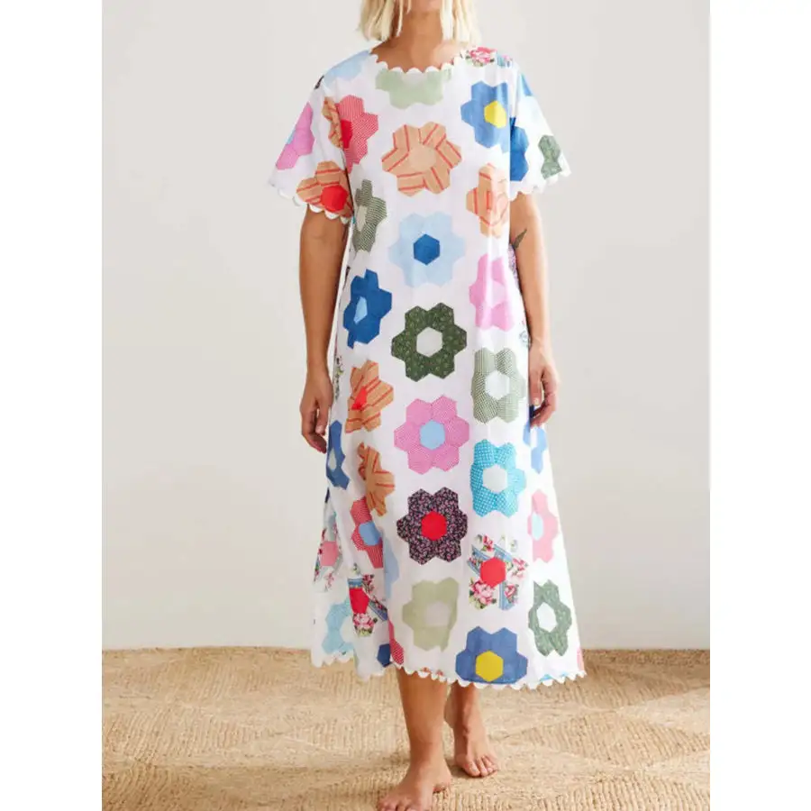 Midi Dress with Scalloped Edges