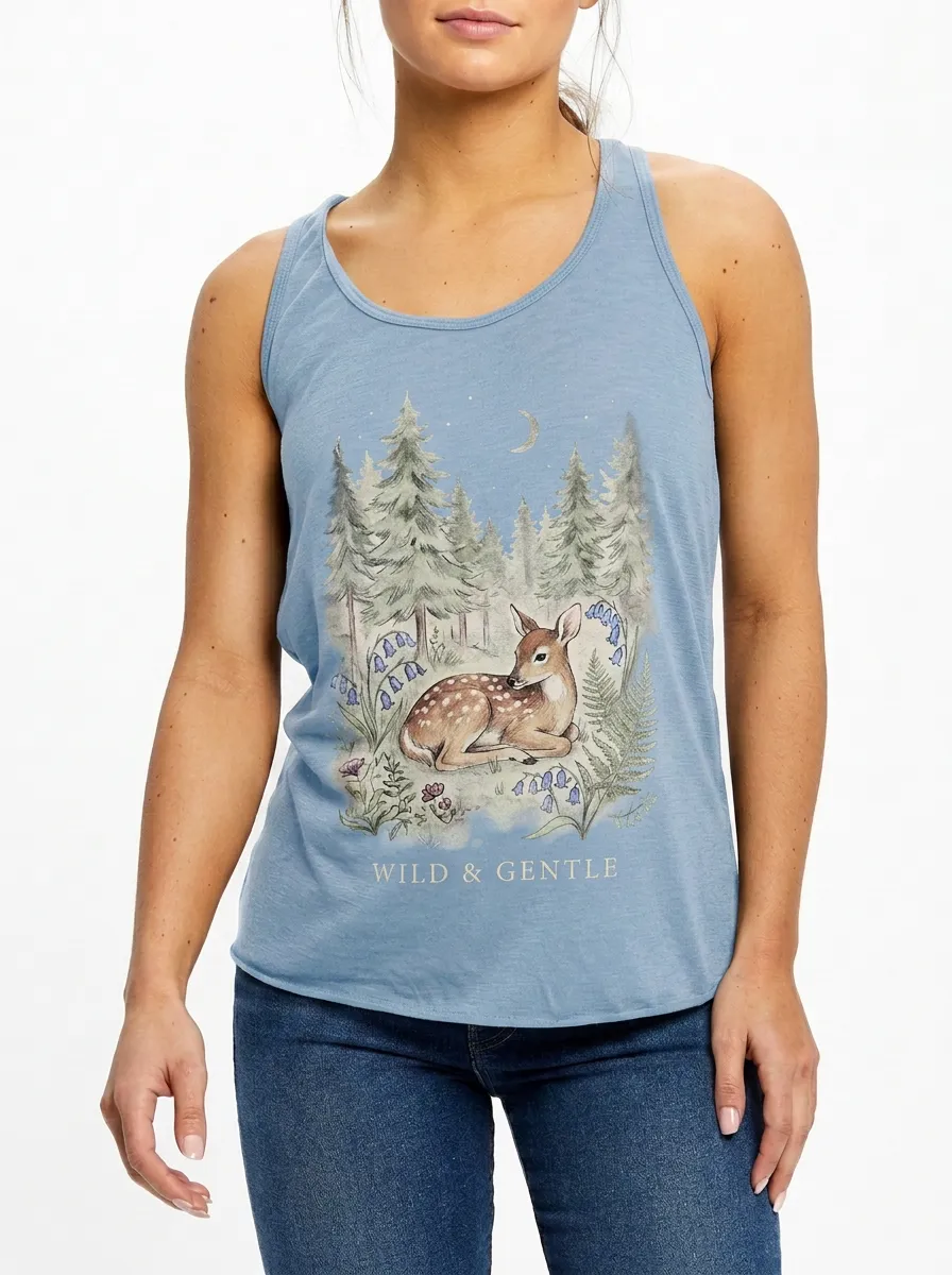 Women's Nature Lover Forest Deer Printed Tank Top