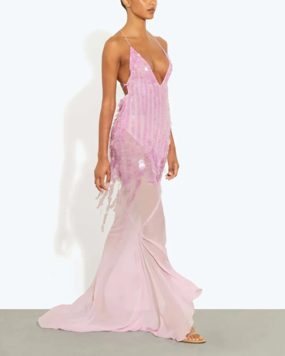Sequin Sheer Mermaid Evening Gown