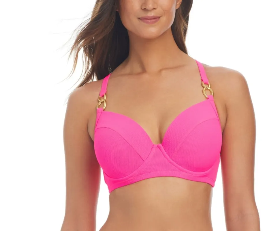 Chain Strap Nylon Sweetheart Bikini Top