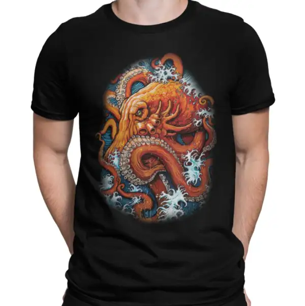 Octopus Wave Graphic Cotton T-Shirt