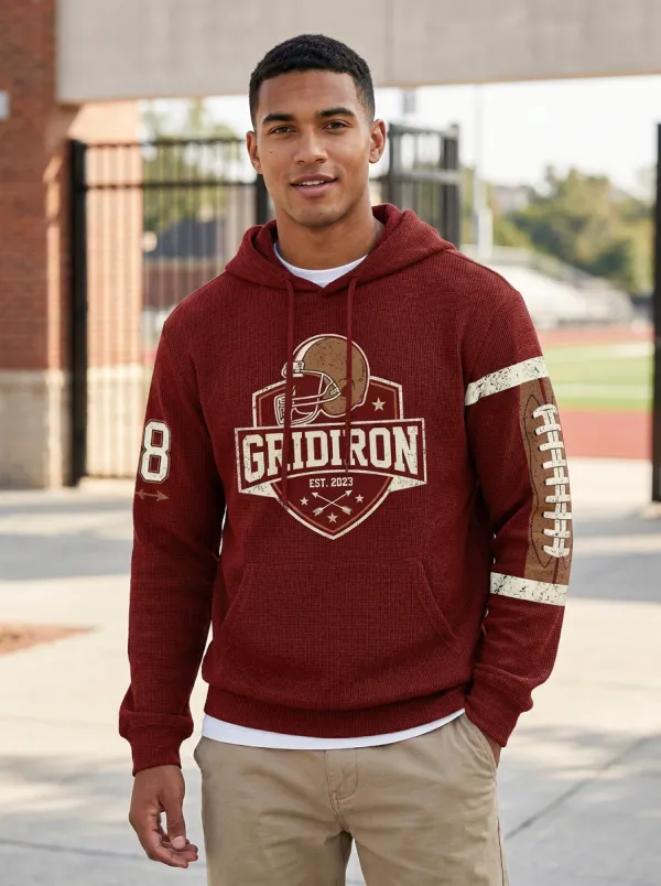 Men's American Football Gridiron Helmet Printed Hoodie