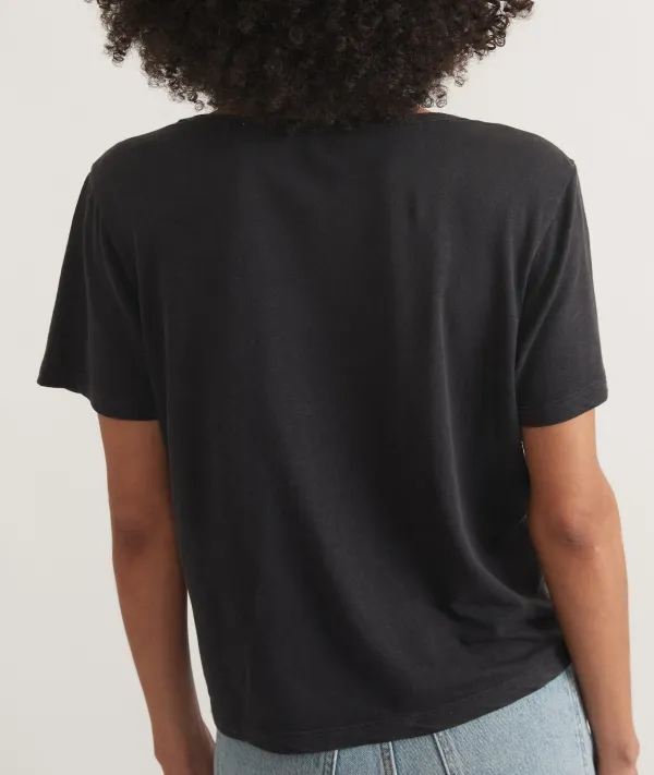 Black V-Neck Basic Tee