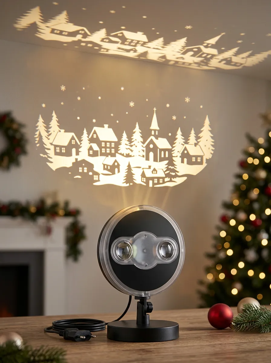 Village Snow Scene Christmas LED Light Projector